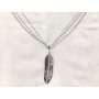 3x chain withrhinestone-studded feather as a pendant,75cm...
