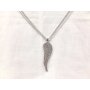 3x chain with rhinestone-studded wing as a pendant,75cm