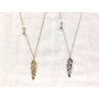 Long chain with feather pendant, 75cm