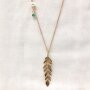Long chain with feather pendant, 75cm gold