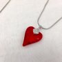Necklace with crystal heart pendant, length 48cm dark red