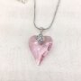 Necklace with crystal heart pendant, length 48cm light rose
