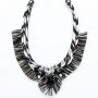 Chain with fabric sheath and fringes, with big rhinestone application, black