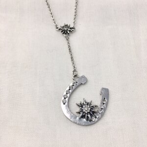 Edelweiss necklace with horseshoe and Edelweiss pendant,...