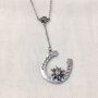 Edelweiss necklace with horseshoe and Edelweiss pendant, rhinestones,