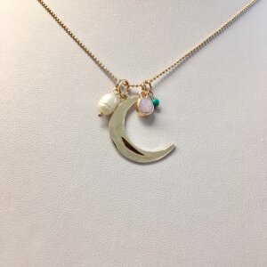 Long necklace with moon pendant