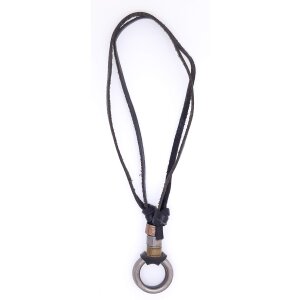 Leather necklace with rings