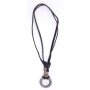 Leather necklace with rings black