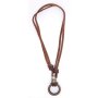 Leather necklace with rings brown