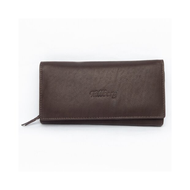 Tillberg ladies wallet made of real nappa leather 10x19x3 cm dark brown