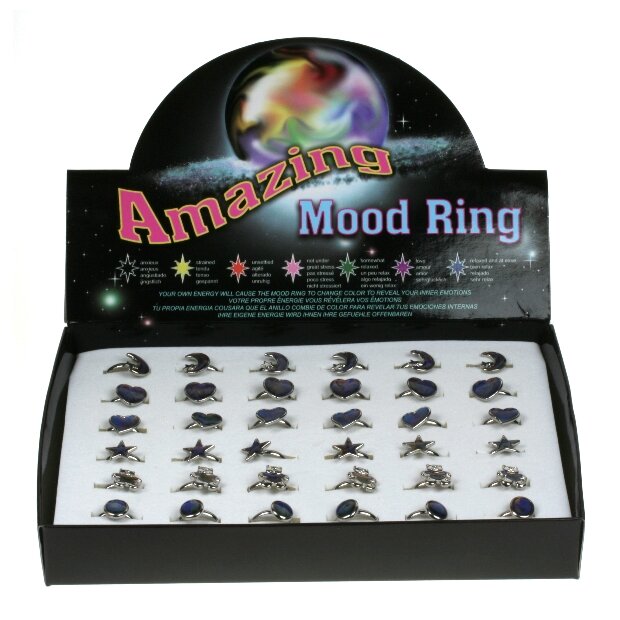Mood Ring, in verschiedene Gr&ouml;ssen, mit Teddyb&auml;r, Sternchen, Mond, Herzchen Motiven 54600248 S-0172