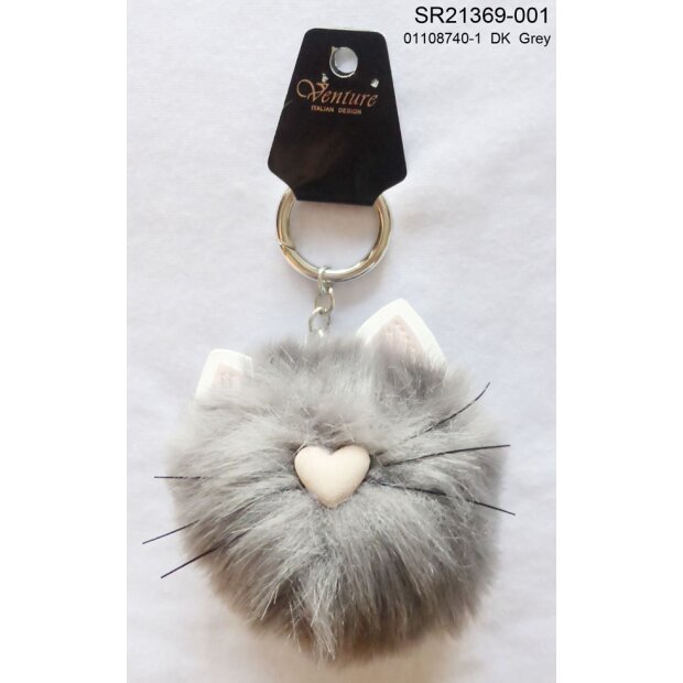 Keychain Cat Silver/Grey