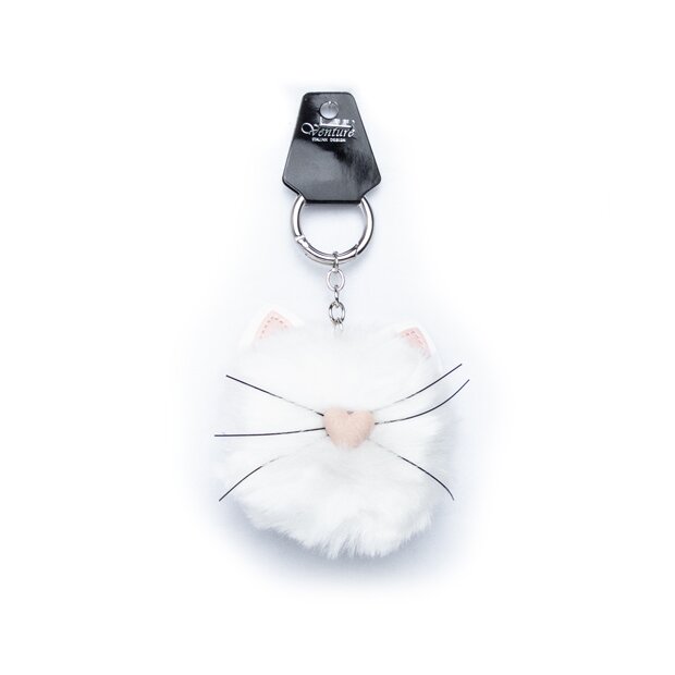 Keychain Cat Silver/White