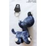 Keychain Dog with rhinestones Silver/Blue