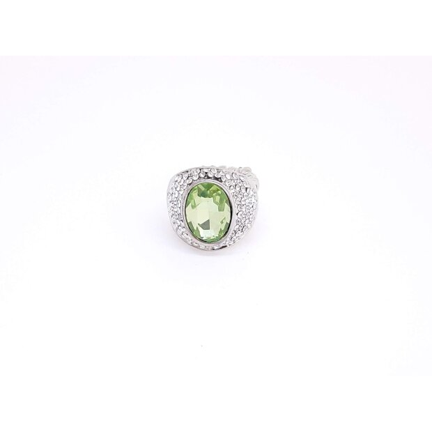 Elastic ring with rhinestones green