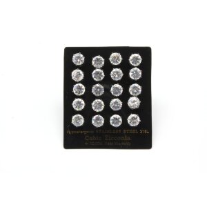 Ohrring/Edelstahl Cubic Zirconia 8mm (10 Paar mit...