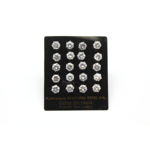 Ohrring/Edelstahl Cubic Zirconia 7mm (10 Paar mit karte)...