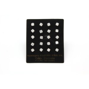 Ohrring/Edelstahl Cubic Zirconia 4mm  (10 Paar mit...