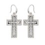 Cross Earring in silver with Crystal Stones