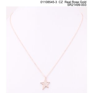 Fine necklace with star pendant cubic zirconia, 01108545, 45 + 5 cm