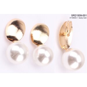 Clip Earring with big artificial pearl