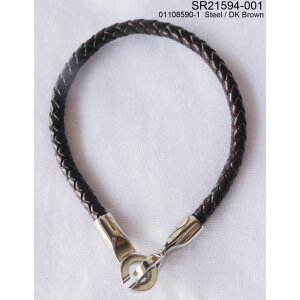 Leather bracelet with stainless steel clasp