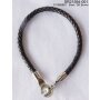 Leather bracelet with stainless steel clasp dark brown
