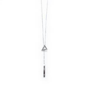 Stainless steel necklace with triangle and wand Silver