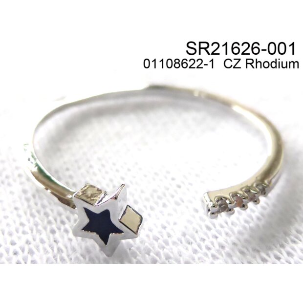 Ring mit Cubic Zirkonia Stein, verstellbar Silber