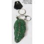 Keychain Leaf with rhinestones Silver/Olive/Green