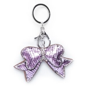 Keychain Bow Tie with rhinestones Silver/Purple