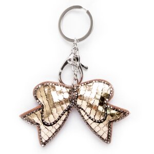 Keychain Bow Tie with rhinestones Silver/Gold