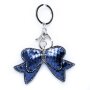 Keychain Bow Tie with rhinestones Silver/Blue
