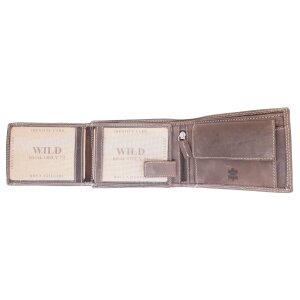 Real leather wallet 9,5 cm x 12 cm x 3 cm dark brown