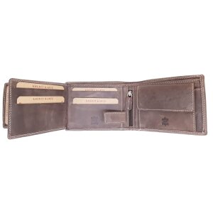 Real leather wallet 9,5 cm x 12 cm x 3 cm dark brown
