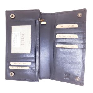 Real leather wallet 10 cm x 19 cm x 3 cm black