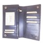 Real leather wallet 10 cm x 19 cm x 3 cm black