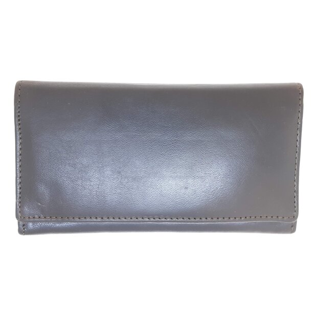 Real leather wallet 10 cm x 19 cm x 3 cm dark brown