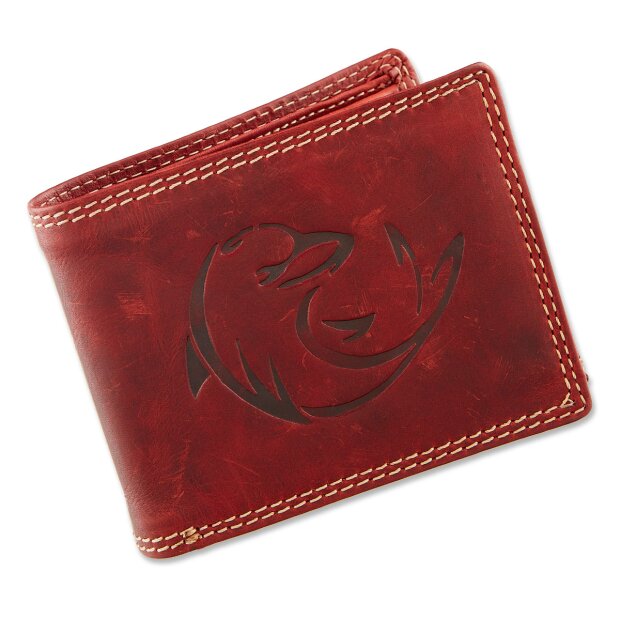 Wallet made of water buffalo leather with dolphin motif