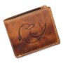 Wallet made of water buffalo leather with dolphin motif tan