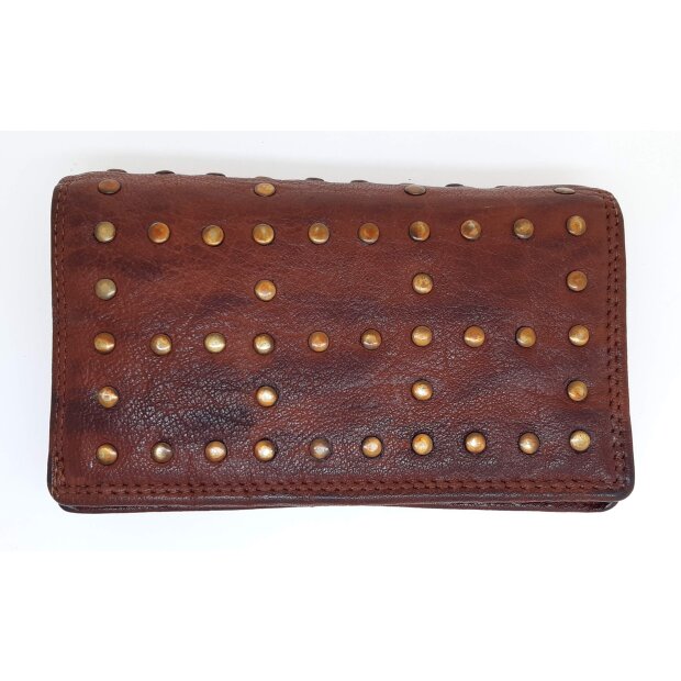 Wallet with studs 10 cm x 16,5 cm x 3 cm reddish brown