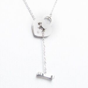 Fine stainless steel necklace with heart and dog bone pendant,Length 42cm