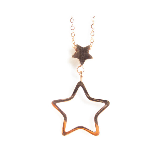 Stainless steel necklace with star pendant rose gold