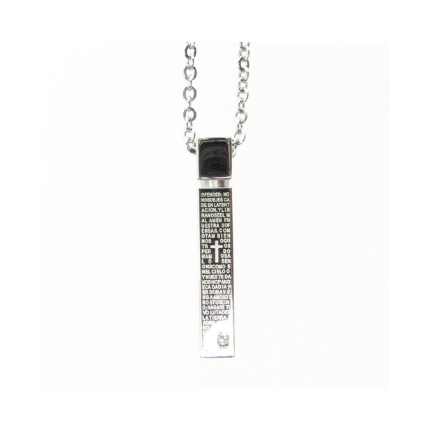 Stainless steel necklace with pen pendant with crystal stone
