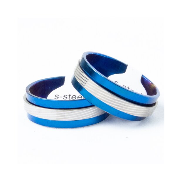 Stainless steel Ring box 36 pcs Blue/Silver