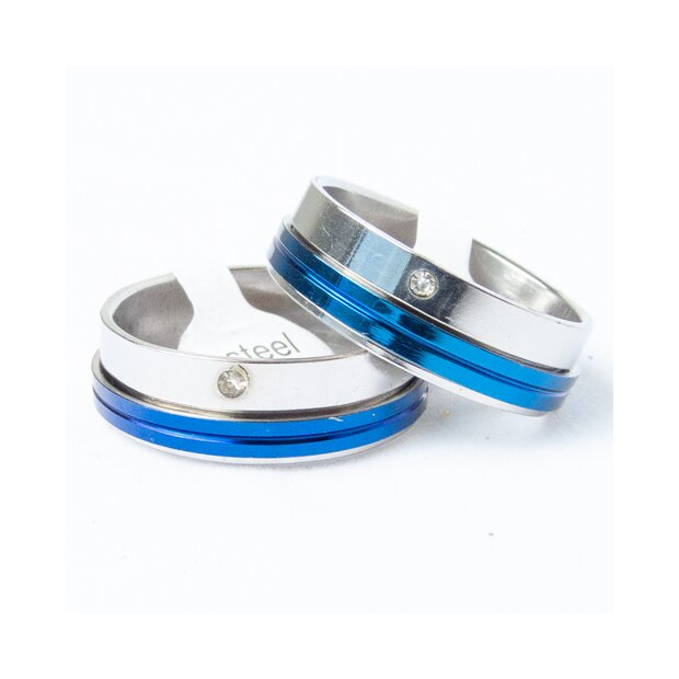 Stainless steel Ring box 36 pcs Blue/Silver