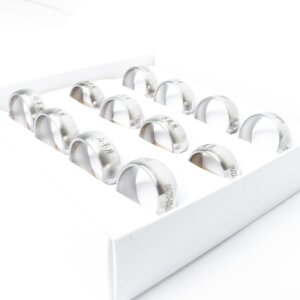 Stainless steel ring box with 12 pieces with Asian...