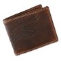 Wallet made from real water buffalo leather with eagle motif, mushroom