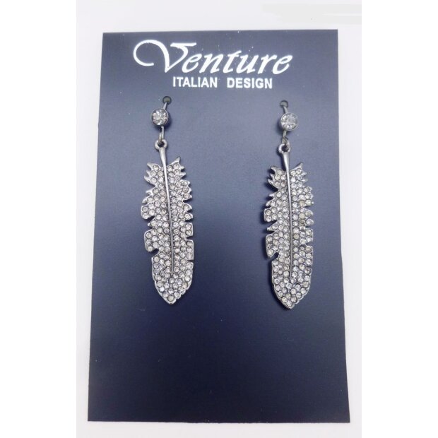 Earring with strass feather