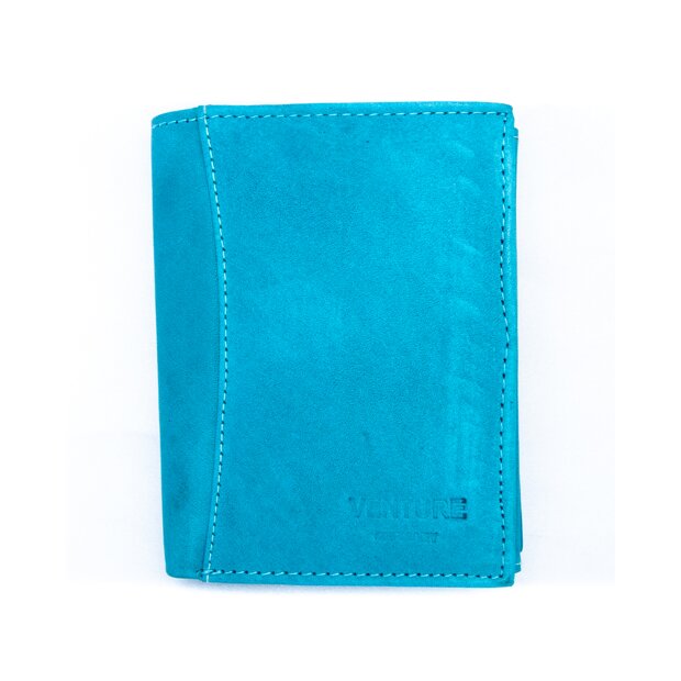 Leather Wallet  Black Sea Blue